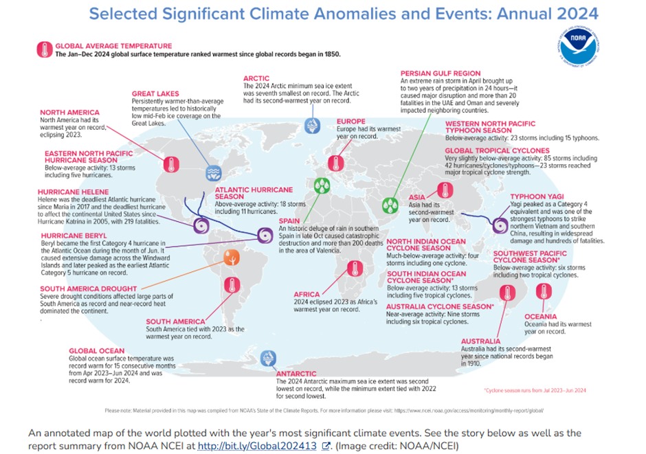 selected significant climate anomalies and events - annual 2024